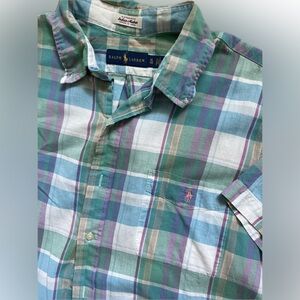 Polo‎ Ralph Lauren Indian Madras pastel plaid short sleeve dress shirt men’s XL